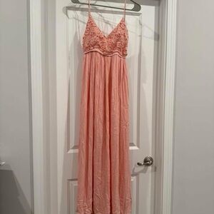 Peach Lace Maxi Dress